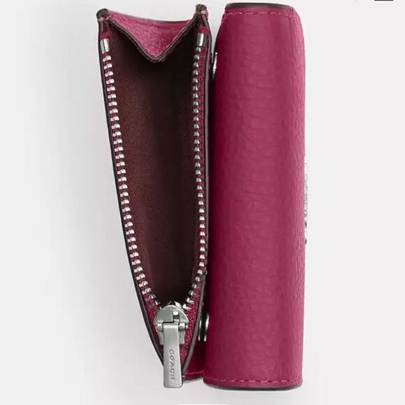 Coach Card Holder Wallet In Signature Canvas With Bow Print Bag Purse - Picture 15 of 17